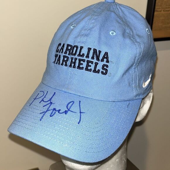 UNC North Carolina Tar Heels Blue 1Size Sloop Phil Ford 🏀signed baseball cap hat